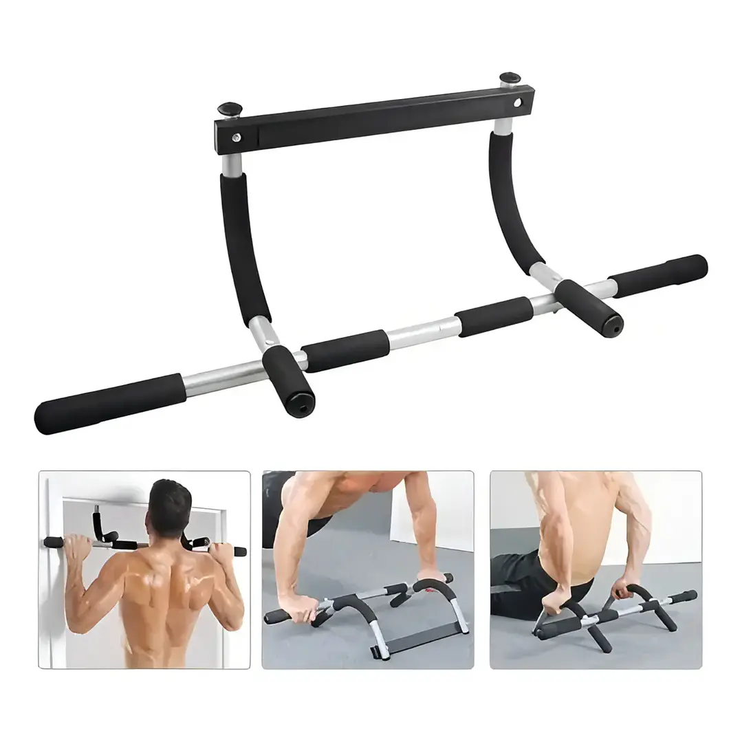 Barra Multifuncional Ejercicios Muchmore Negra Plateada Para Puerta 95cm Negro/plateado 4