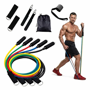 Bandas Elásticas Kit Teratubos Sportfitness Set X5 Ejercicio Amarillo-verde-rojo-azul-negro