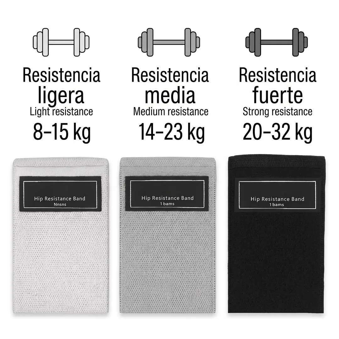 Set 3 Bandas Elásticas De Resistencia Hip Con Bolso 2