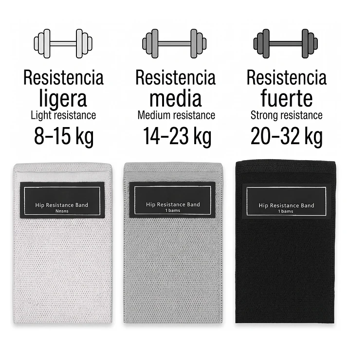Set 3 Bandas Elásticas De Resistencia Hip Con Bolso 2