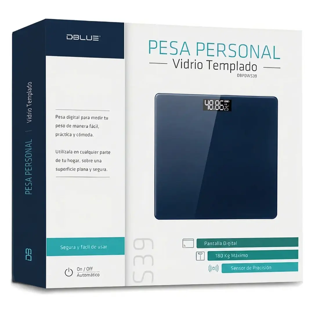 Pesa Digital Personal De Vidrio Azul Hasta 180 Kg 2