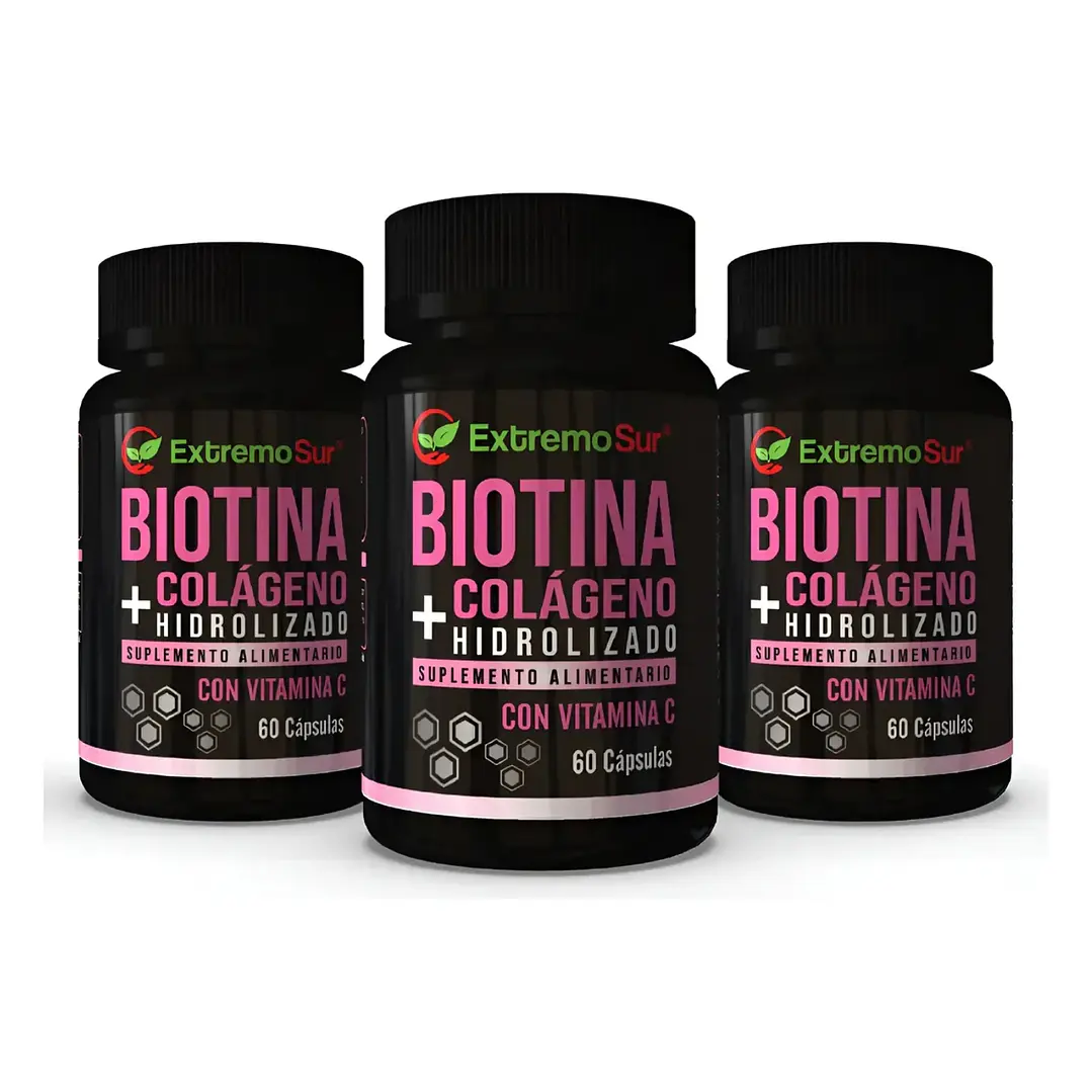 Pack De 3 Biotina + Colágeno Hidrolizado + Vit C X 180 Cáps 1