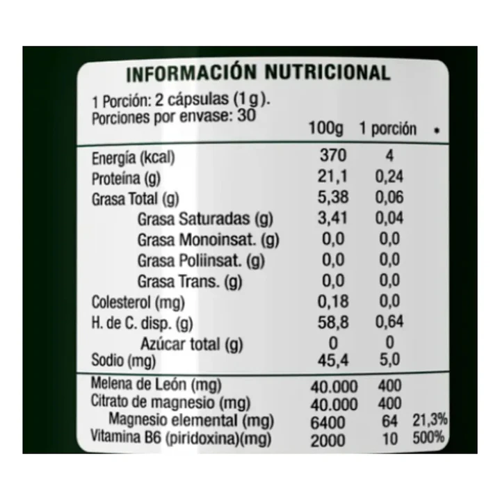 Citrato De Magnesio Melena De Leon B6 500mg 60 Caps Extremo Sur Propio 4