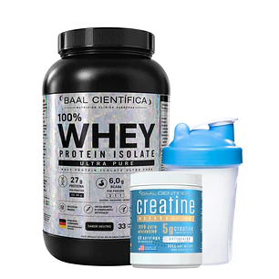 Pack Whey Protein Sin sabor 1kg + Creatina Monohidratada 300g + Shaker 