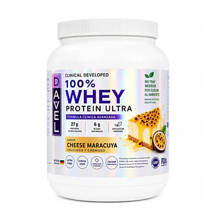 Proteína 100% Whey Protein Ultra Sabor Cheese Maracuya - 1kg 33 Porciones - Suplemento Davel