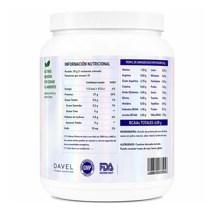 Proteína 100% Whey Protein Ultra Sabor Galleta Cremosa - 1kg 33 Porciones - Suplemento Davel Galleta Cremosa 3