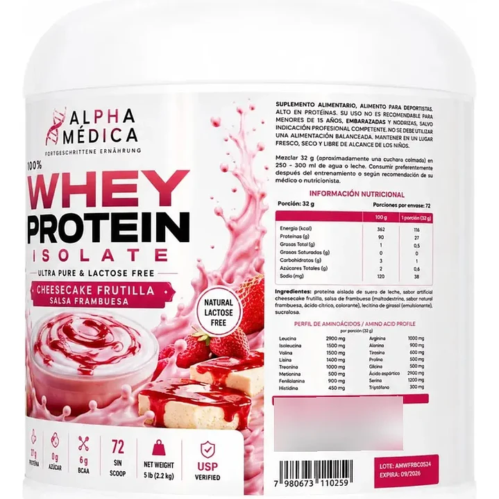 Proteína Whey Isolate Cheese Cake Frutilla 72 Serv Cheesecake Frutilla 3