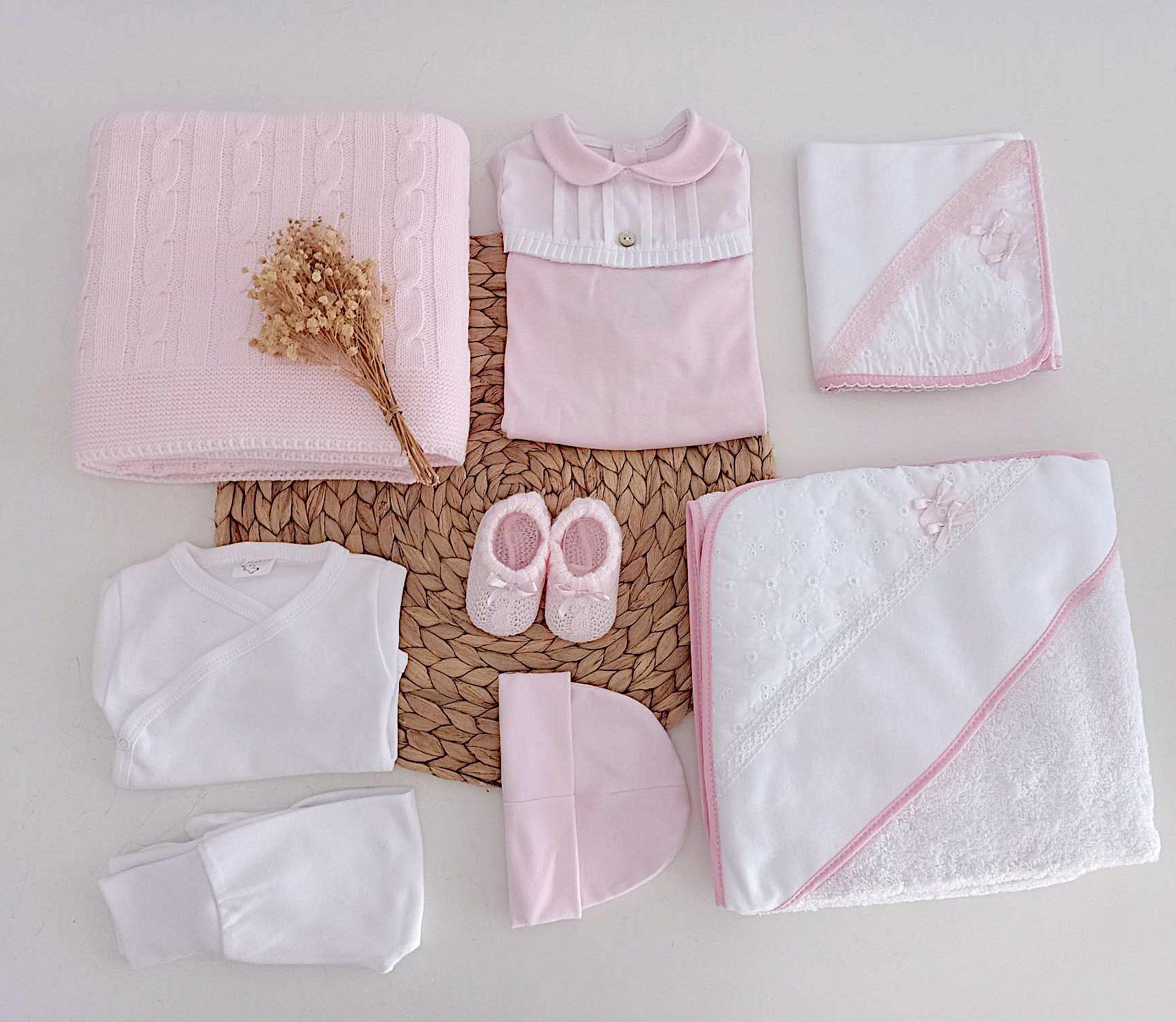 Kit de Maternidade Algodão Peitilho Folho Rosa
