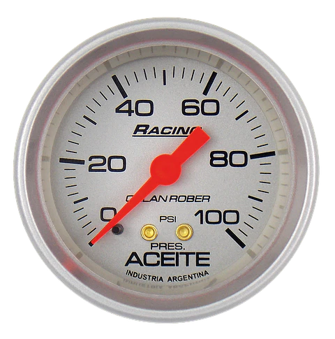 Reloj Presión de Aceite - Racing Plata 100 PSI