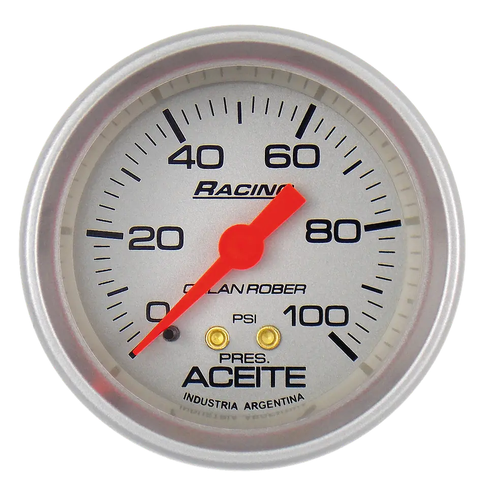 Reloj Presión de Aceite - Racing Plata 100 PSI 1