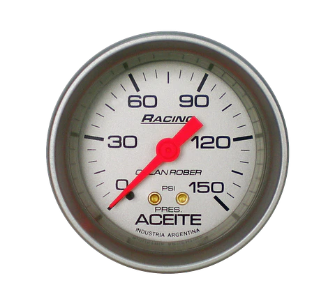 Reloj Presión de Aceite - Racing Plata 150 PSI
