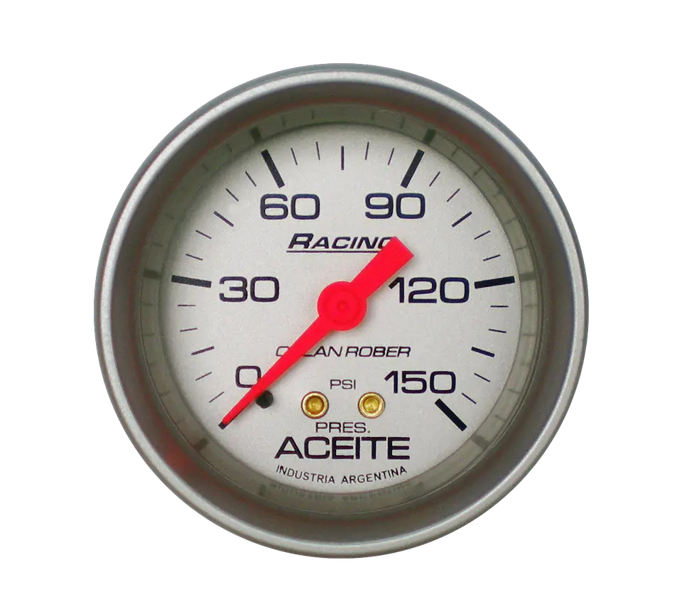 Reloj Presión de Aceite - Racing Plata 150 PSI 1