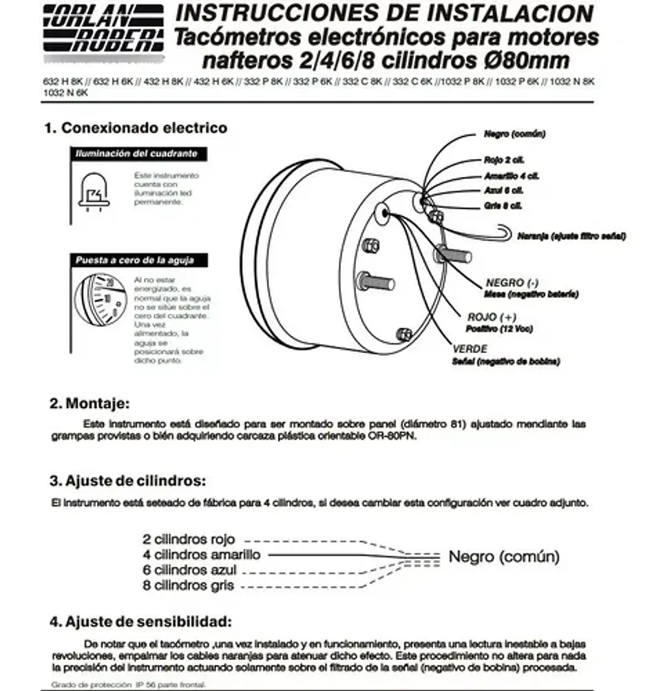 Tacómetro Orlan Rober - Racing 8.000 RPM 3