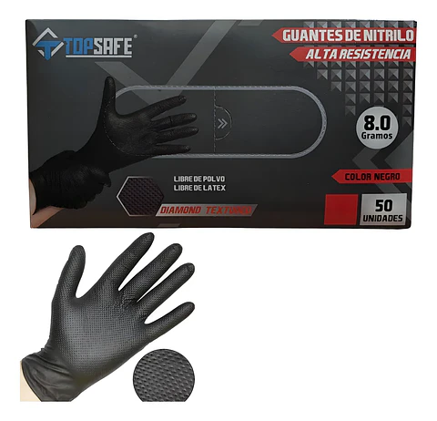 Guantes de Nitrilo 8 gr Negro