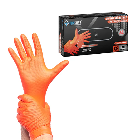 Guantes de Nitrilo 8 gramos Naranja