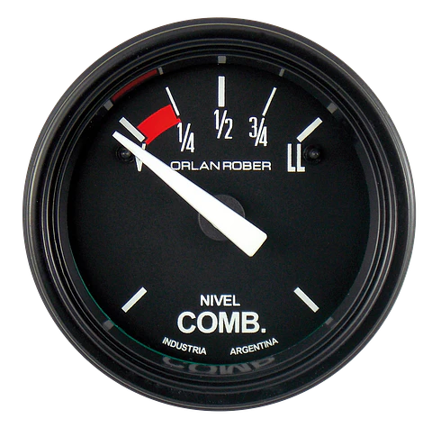 Reloj Nivel de Combustible - Negro Clásico - 12V y 24V 