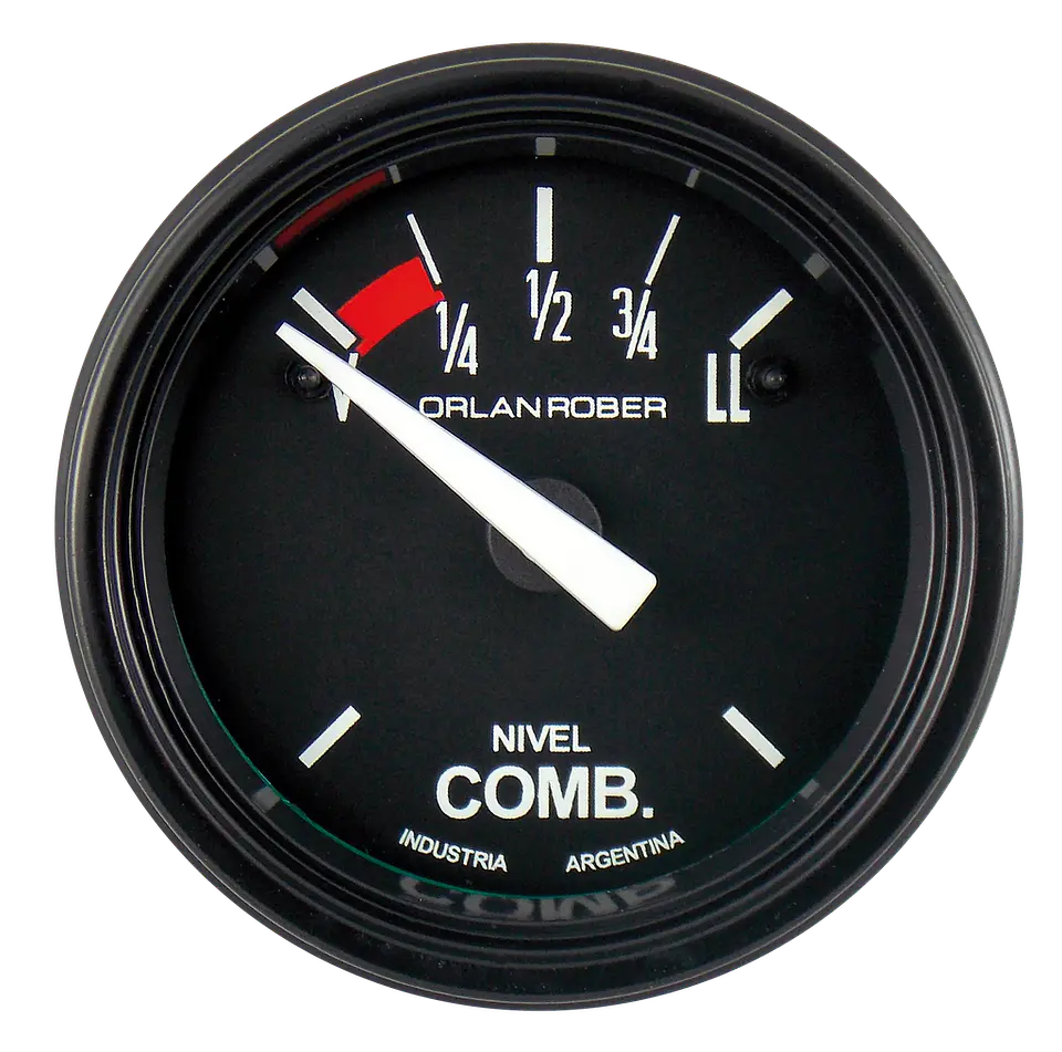 Reloj Nivel de Combustible - Negro Clásico - 12V y 24V  1