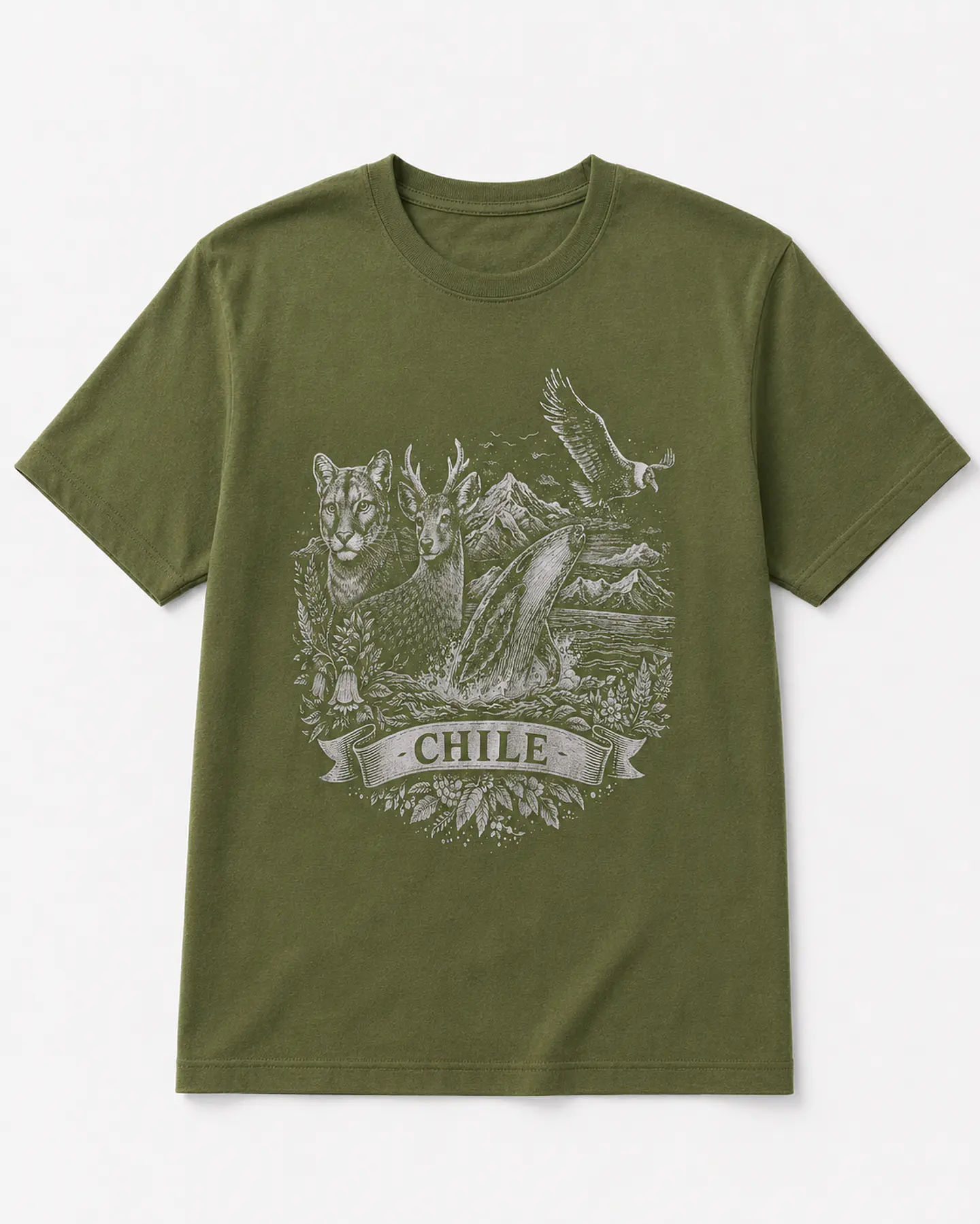 Polera Fauna chilena verde 2