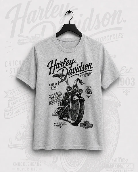 Polera moto Harley Davidson Gris