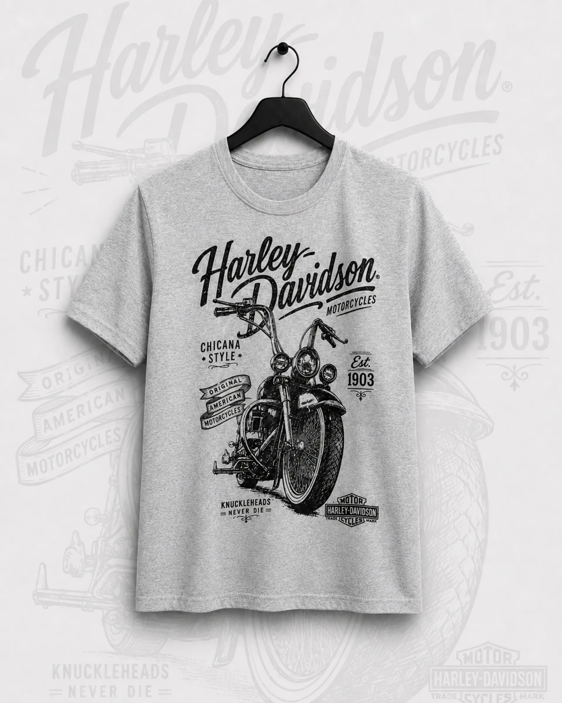 Polera moto Harley Davidson Gris 1
