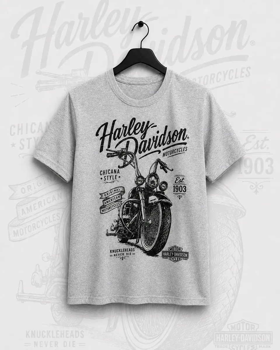 Polera moto Harley Davidson Gris 1
