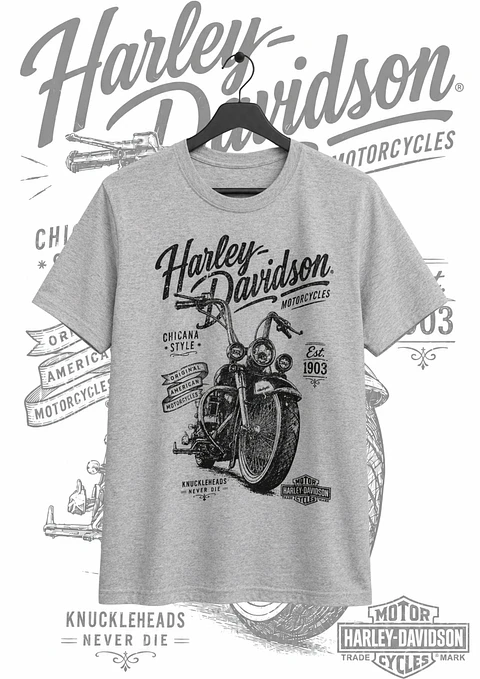 Polera moto Harley Davidson Gris