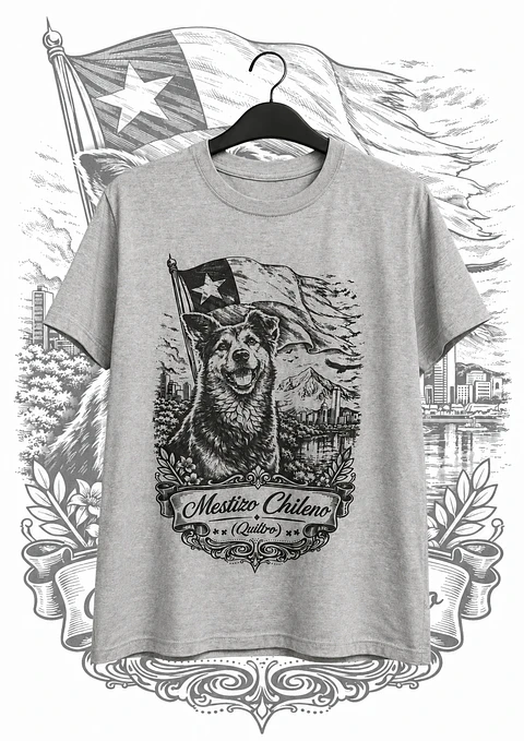 Polera Mestizo Chileno "Quiltro" Gris