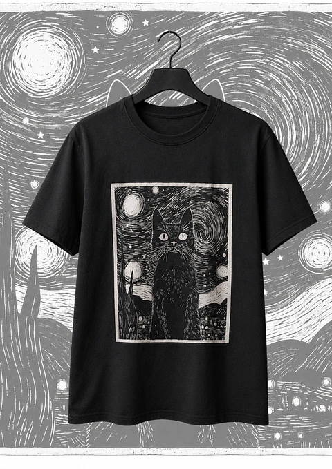 Polera Noche Felina Negro