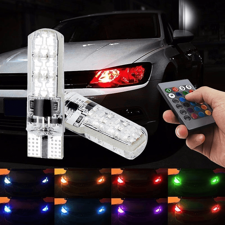 Ampolleta LED RGB para auto “cola de pescado” + control 1