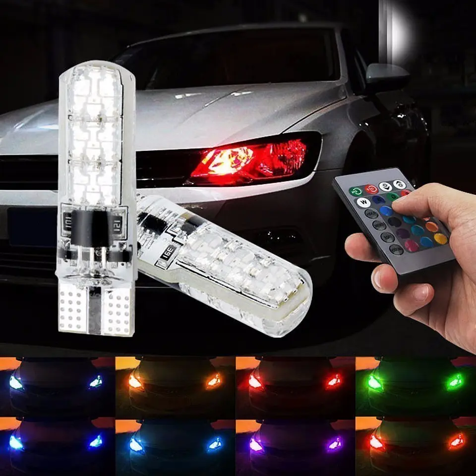 Ampolleta LED RGB para auto “cola de pescado” + control 1