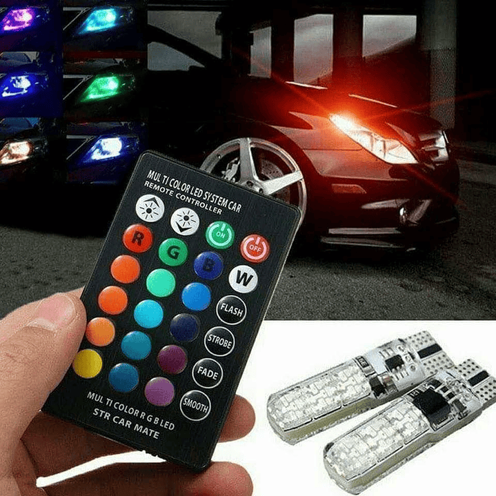 Ampolleta LED RGB para auto “cola de pescado” + control 2