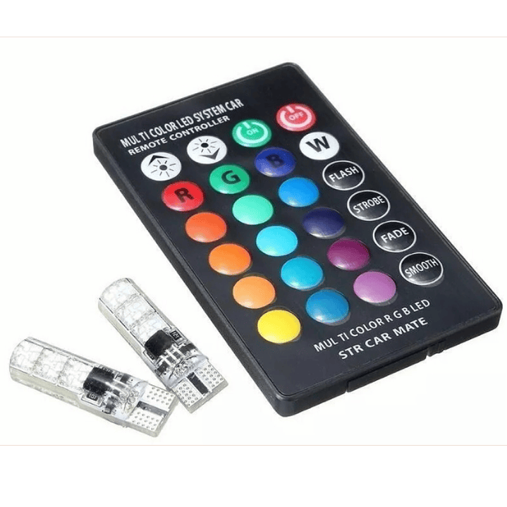 Ampolleta LED RGB para auto “cola de pescado” + control 5