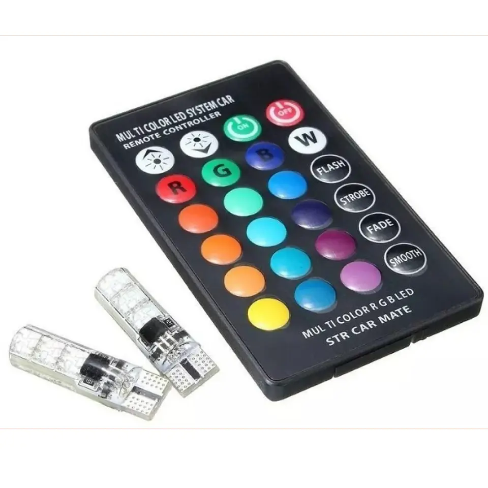 Ampolleta LED RGB para auto “cola de pescado” + control 5