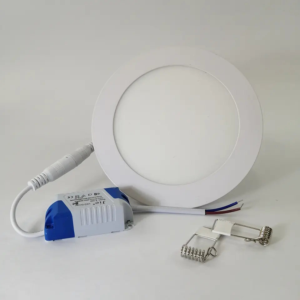 Foco panel LED 18w embutido redondo luz calida 2
