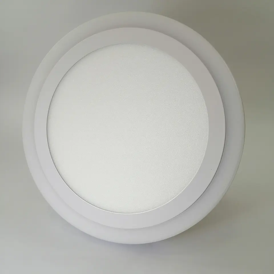 Foco panel LED 18w sobrepuesto redondo luz fria + azul / tres tiempos 2