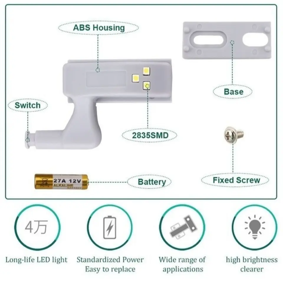 Luz LED con sensor para bisagra de gabinete 3