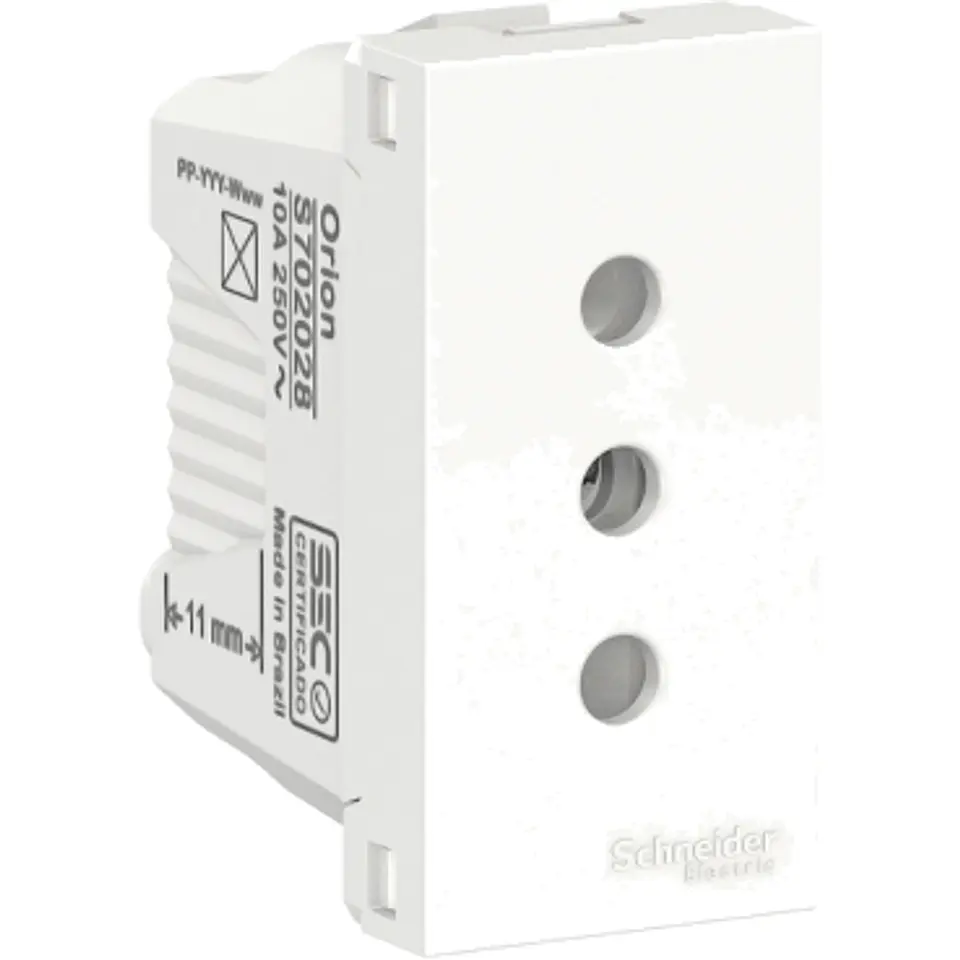 Módulo toma corriente Orion 2P+T 10A 250V - Blanco 1