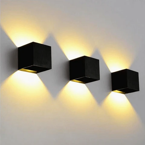 Aplique decorativo bidireccional 10w luz cálida IP65 Negro