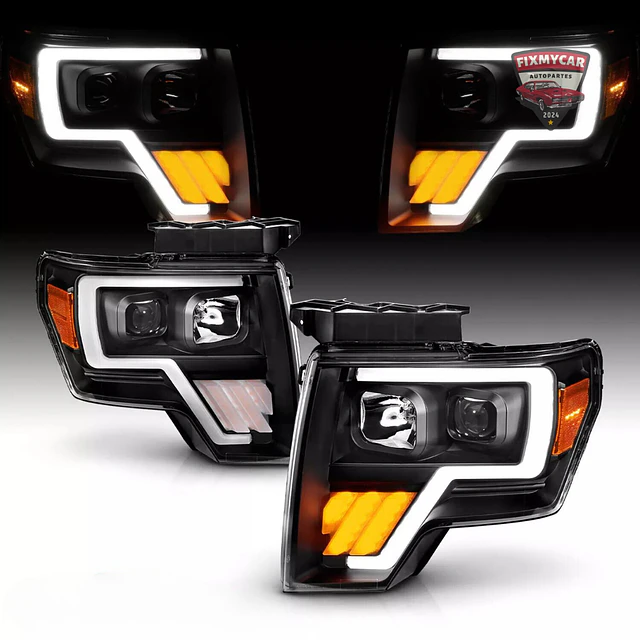 thumbnail image 2 of Speed Daddy Chrome Projector Headlights For 2009-2014 Ford F-150 – LED DRL, Amber Reflector, H1 Bulbs Included 2 of 2