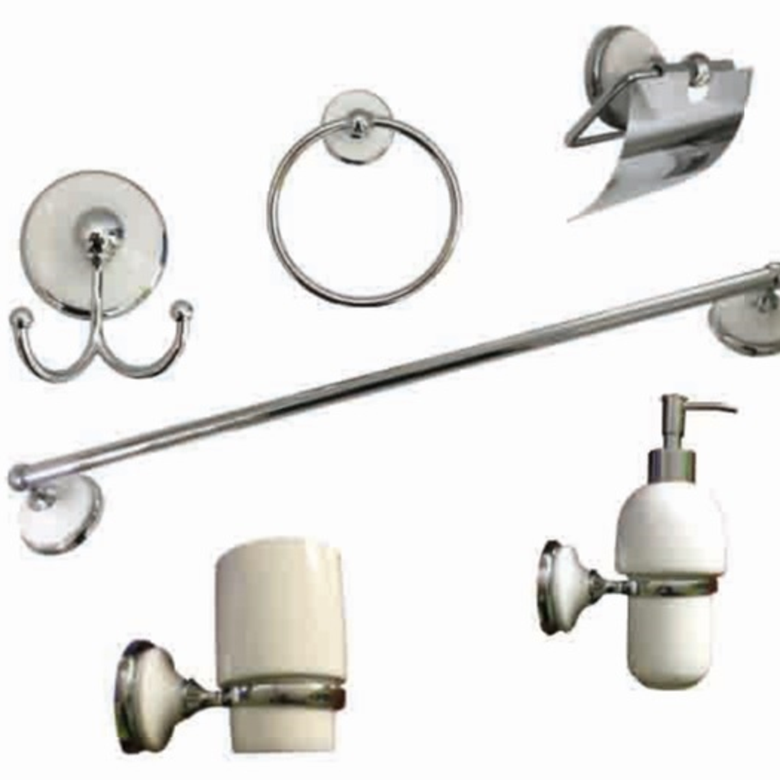 Kit Acces. Pared Cerámio Blanco Cromado 1