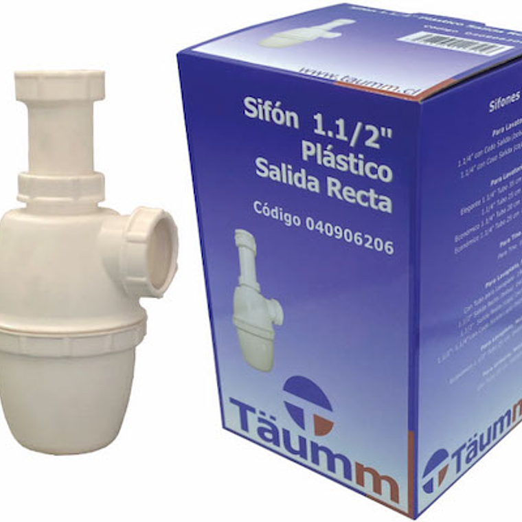 Sifón 1.1/2 Plástico Salida Recta - Caja 1