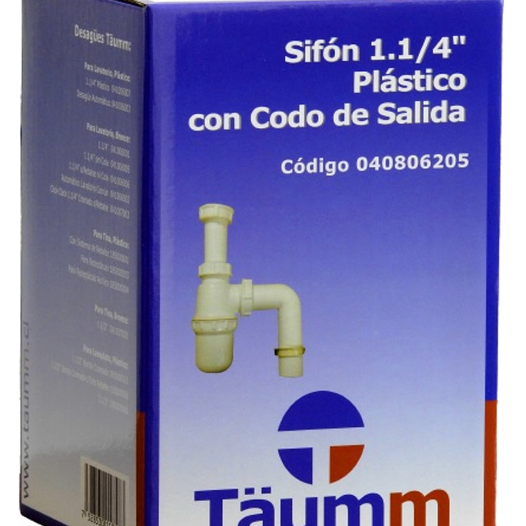 Sifón 1.1/4 Plástico c/Codo Salida -Caja 2