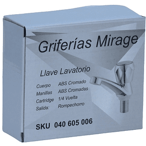 Llave Lavatorio Plástica Mirage s/Gtía
