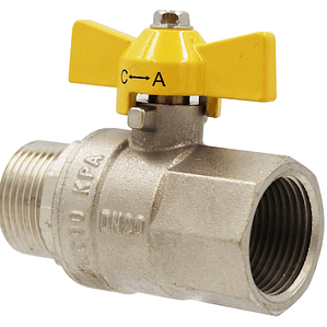 Válvula Bola Gas HI-HE 3/4 Man.Mariposa