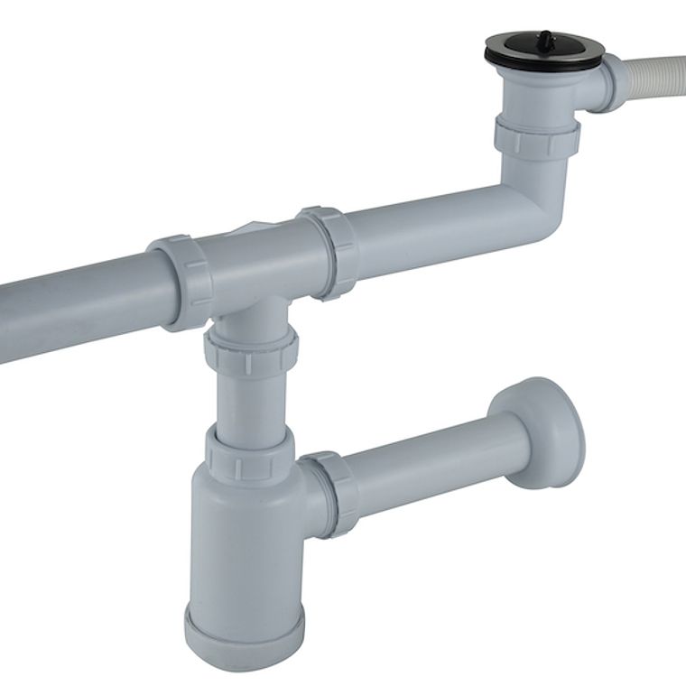 Set Desagüe 1.1/2 Doble /Sifón Rebalse 1