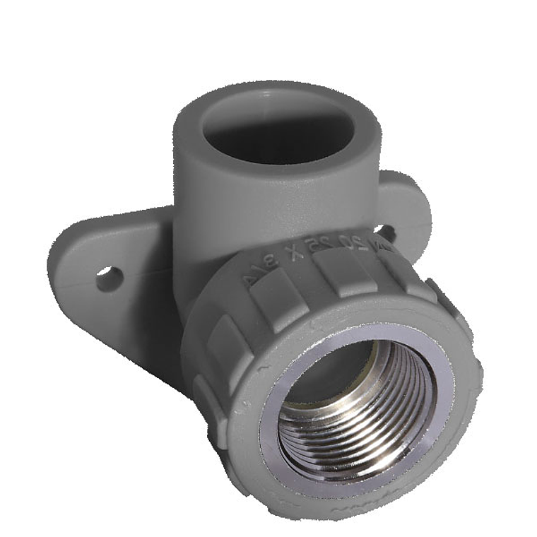 CODO 90º PP-R CON SOPORTE HI METÁLICO – 20mm x 1/2″ 1