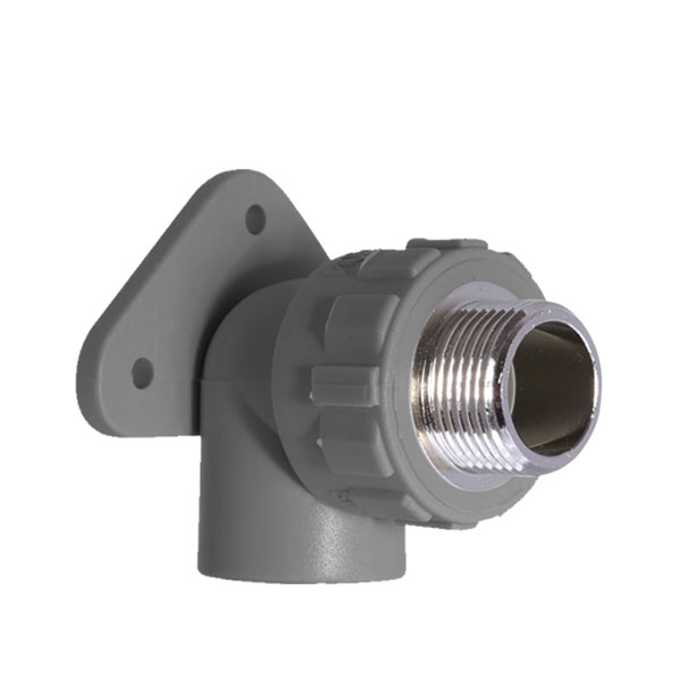 CODO 90º PP-R CON SOPORTE HE METÁLICO – 20mm x 1/2″ 1