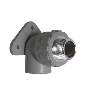 CODO 90º PP-R CON SOPORTE HE METÁLICO – 25mm x 3/4″