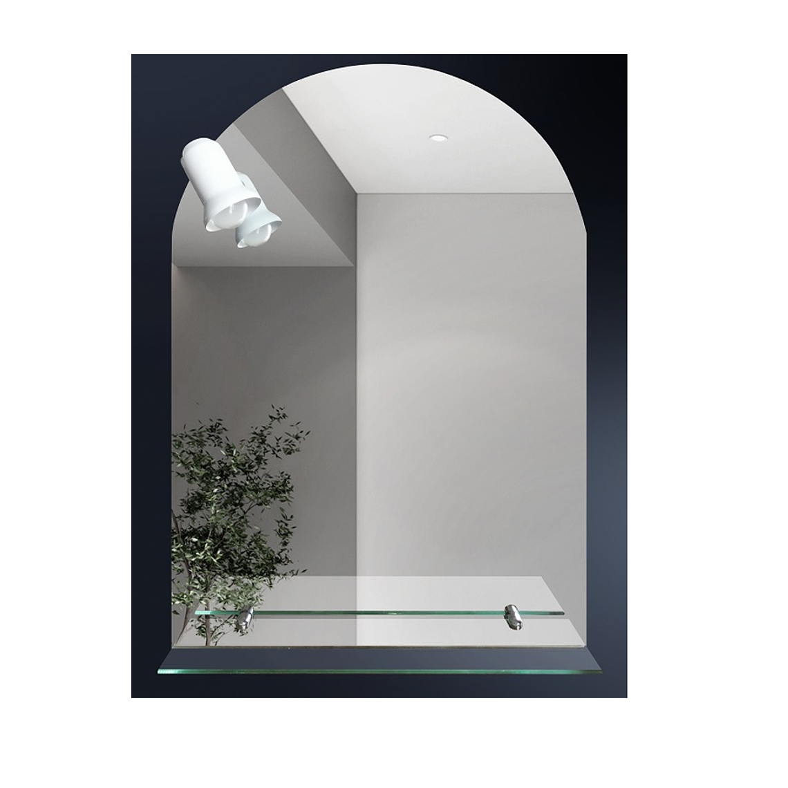 Espejo 50x70 Ret-1/2 Pt. /Repisa y luz 1