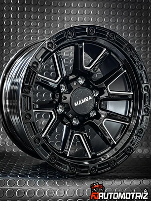 LLANTAS 17x9 6x139.7 ET = 0 Mamba Negra Brillante  ( SET 4 UN)